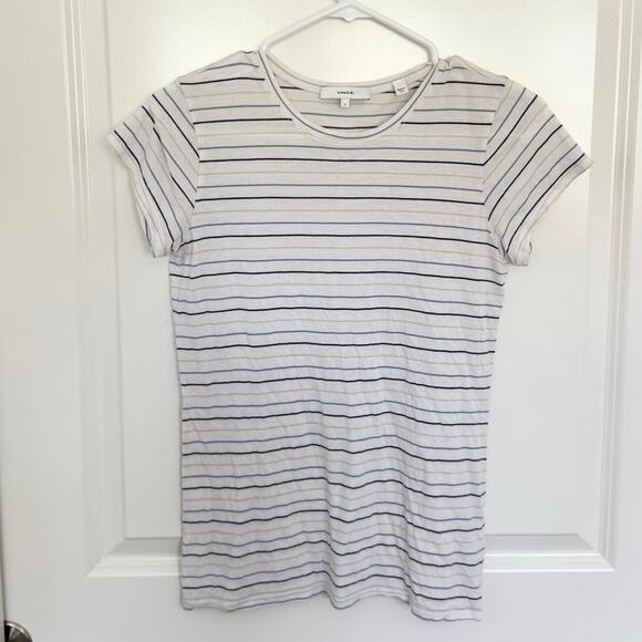 VINCE Cotton Modal Pencil Stripe Short Sleeve Tee Small - Picture 1 of 4